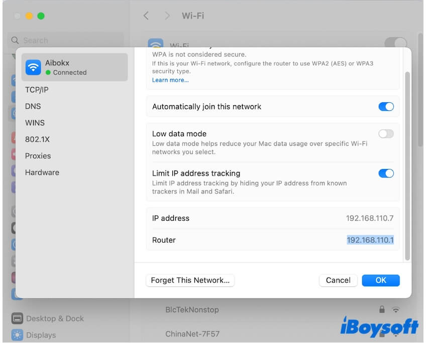 find IP address on Mac