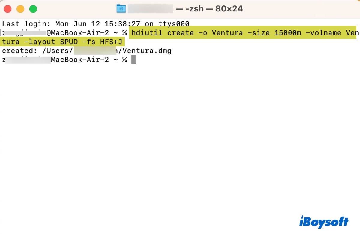 Criar um arquivo DMG em branco no Terminal