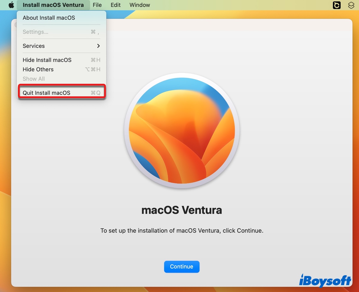Sair da instalação do macOS Ventura
