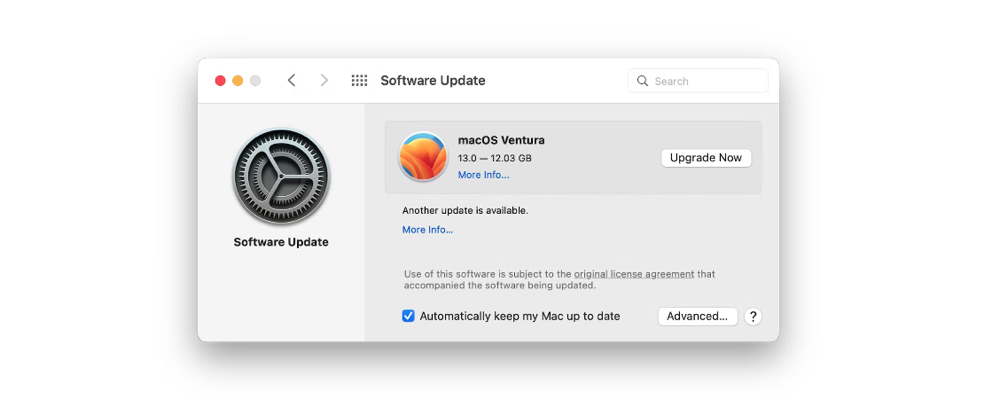 atualização de software do macOS Ventura