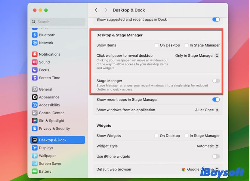 reset Desktop and Stage Manager settings on Mac