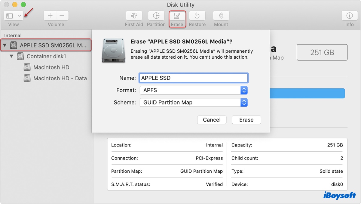 Formate o disco rígido interno para corrigir a falta de disco para instalar OS X ou macOS