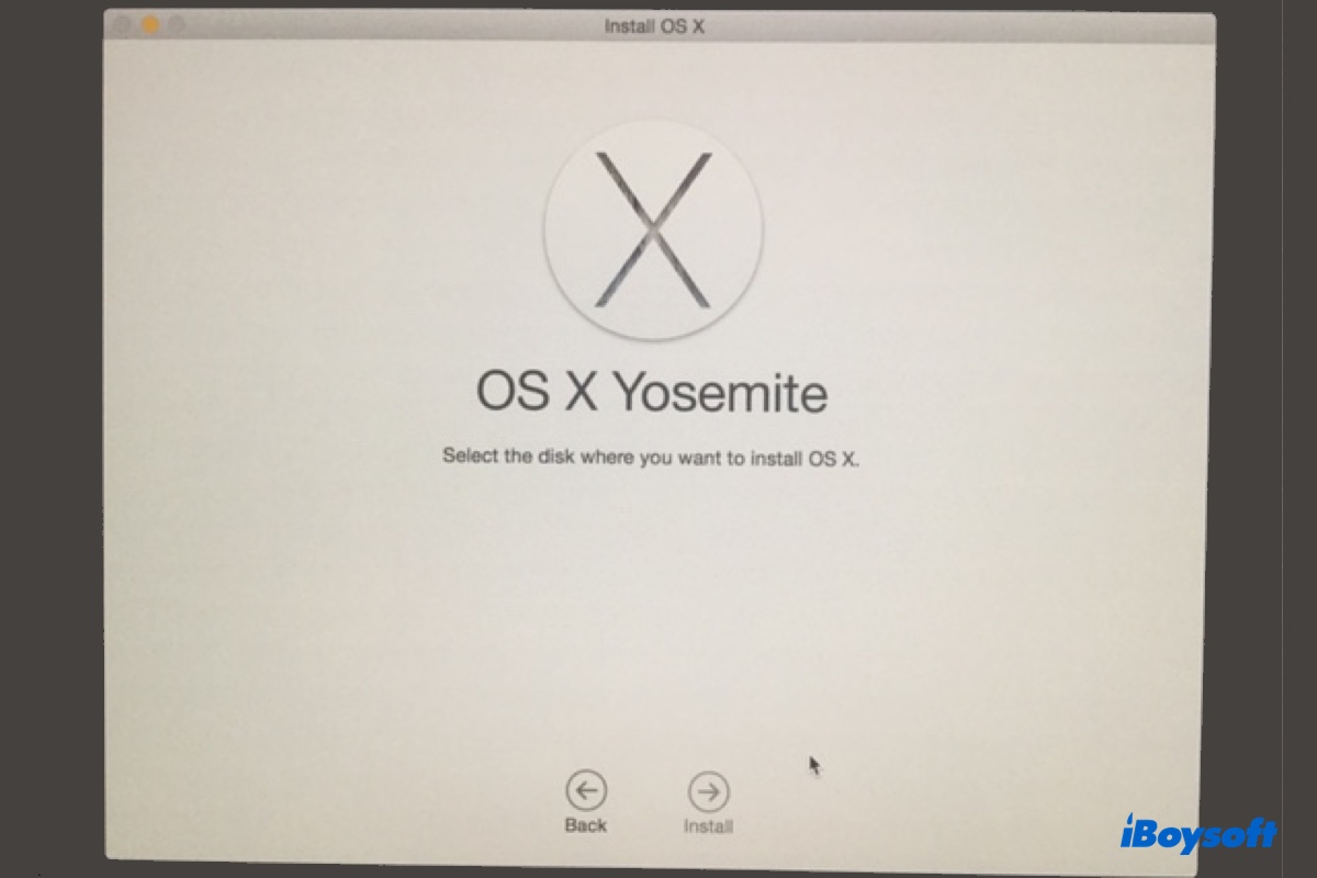 OS Xをインストールするためのディスクが見当たらない修正方法
