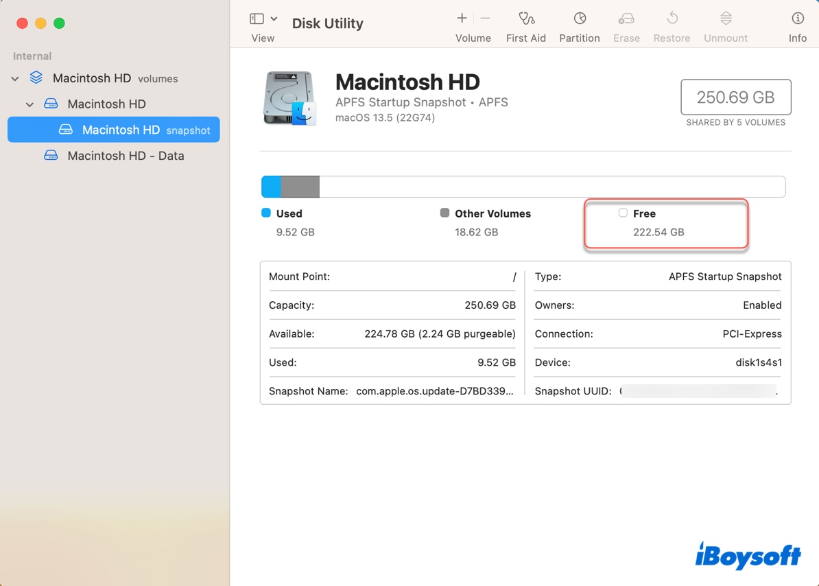 So überprüfen Sie den freien Speicherplatz auf Ihrem Mac im Festplatten-Dienstprogramm