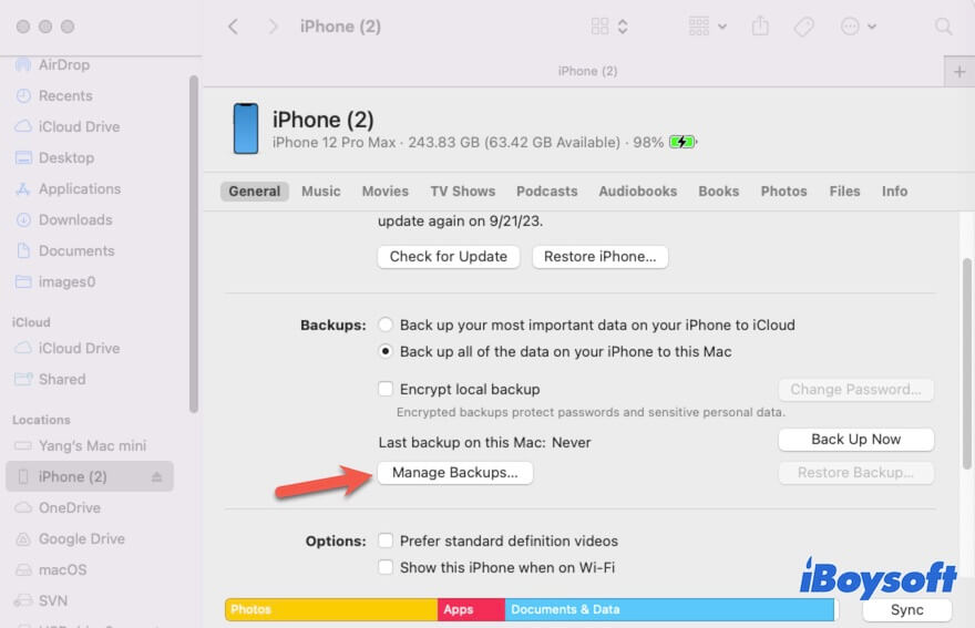 manage iPhone backups