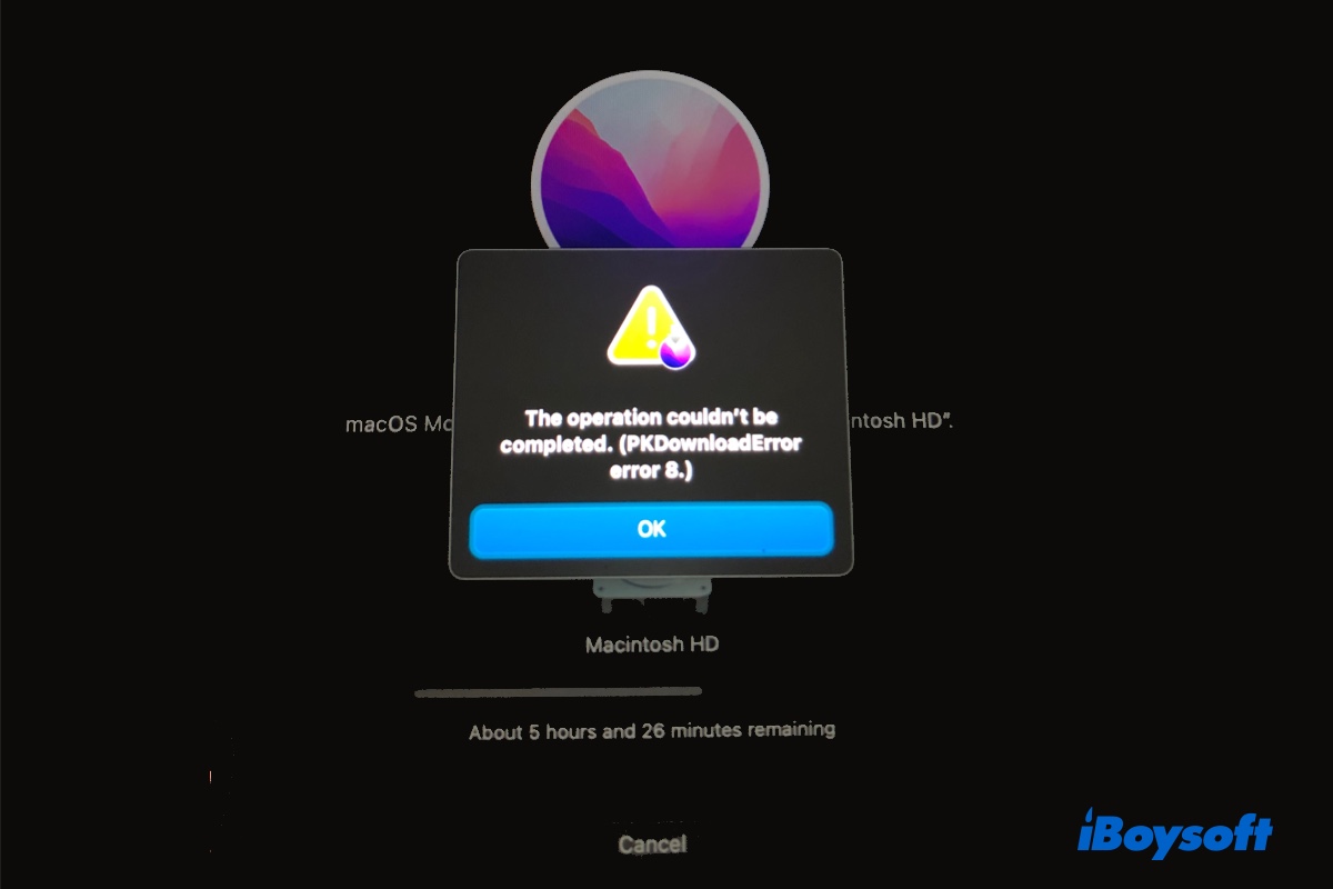 Erro PKDownloadError 8 ao instalar macOS