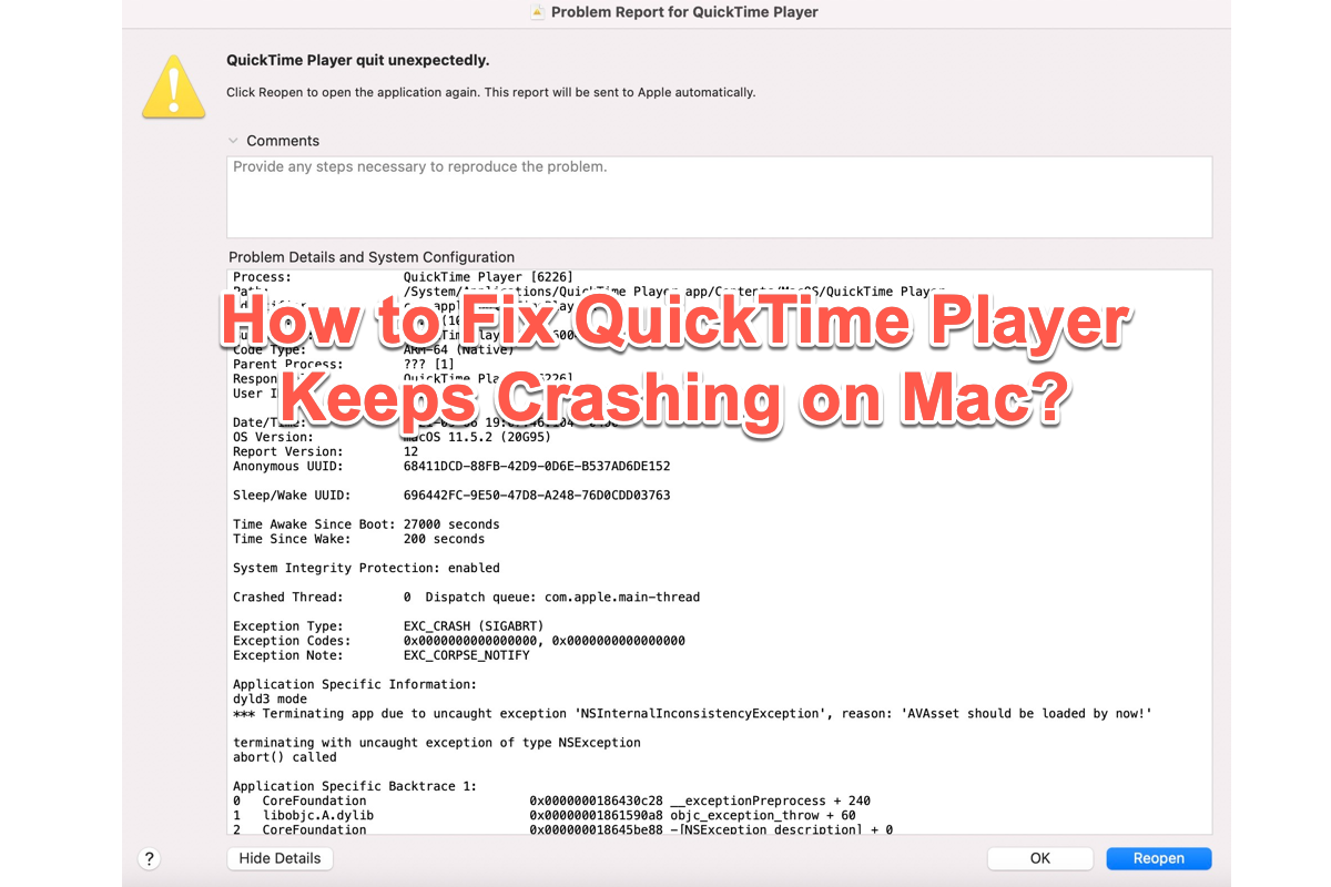 MacでQuickTime Playerがクラッシュする問題の修正方法