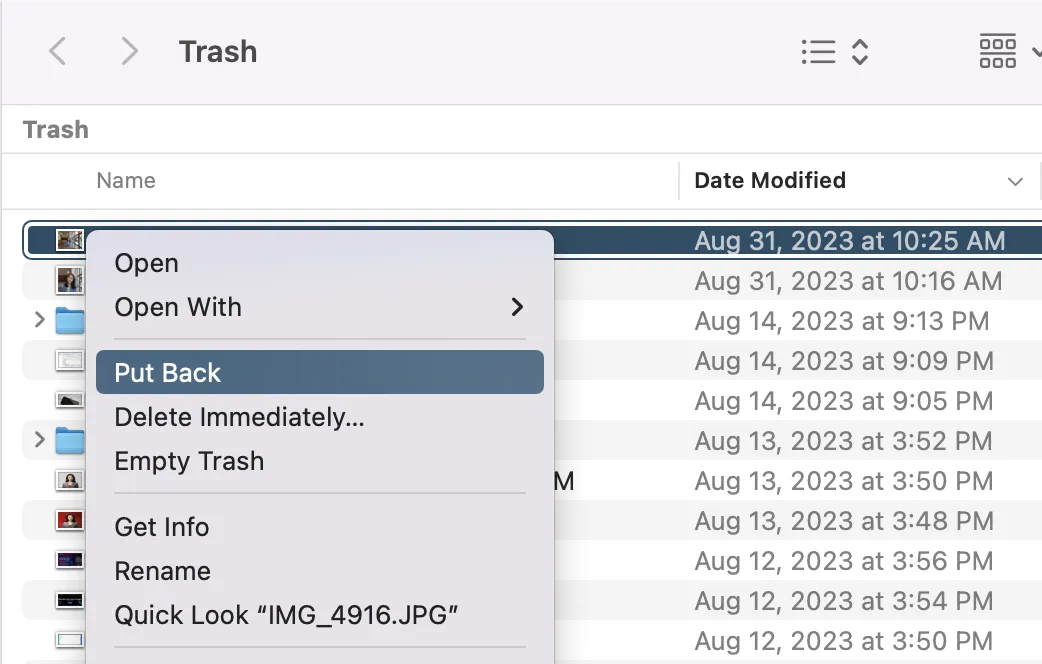 recover files from external hard drive on Mac with Trash