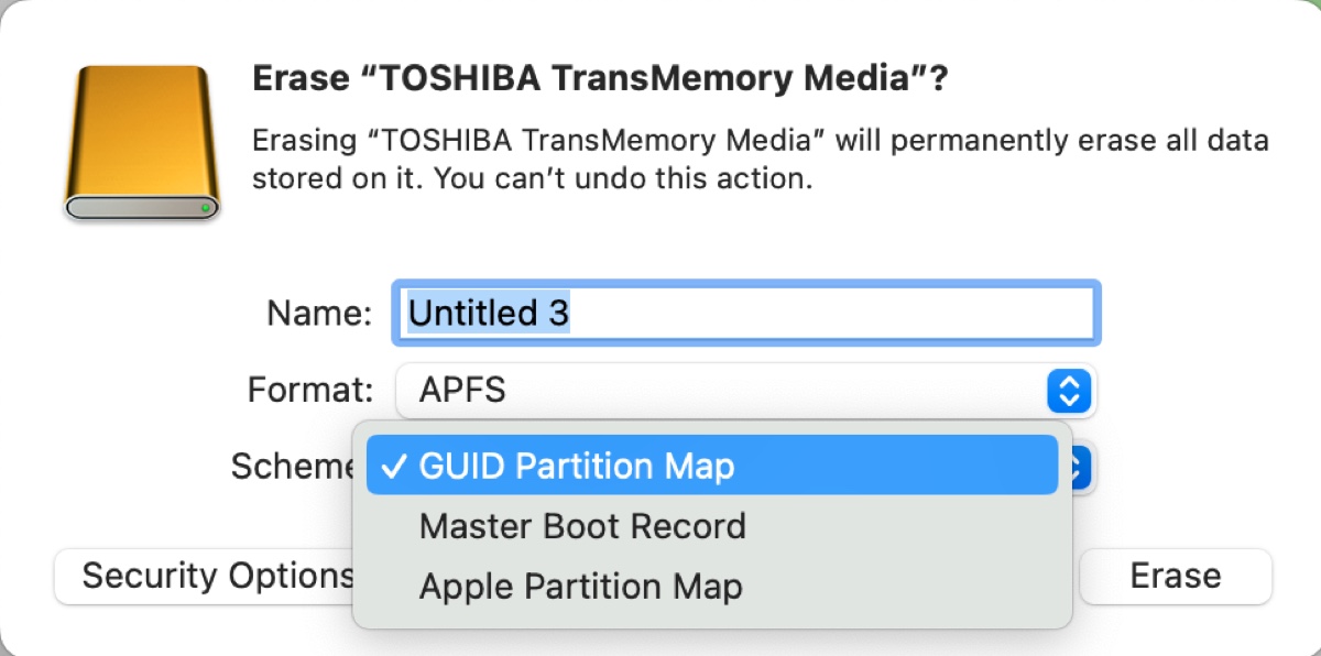 Best partition scheme for external hard drives on Mac