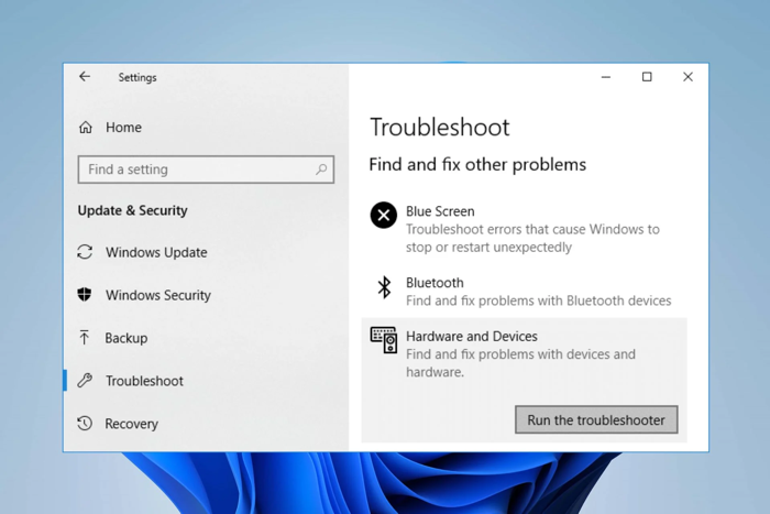 Windows Hardware and Devices Troubleshooter