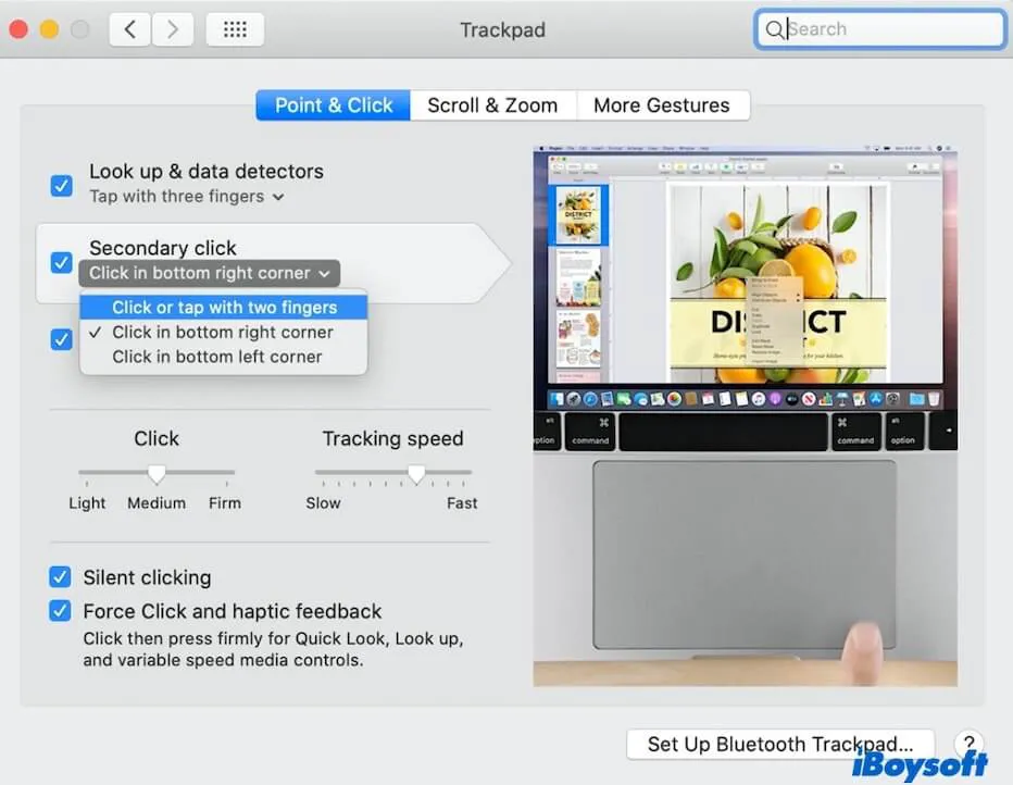 habilitar clique direito no Mac com trackpad