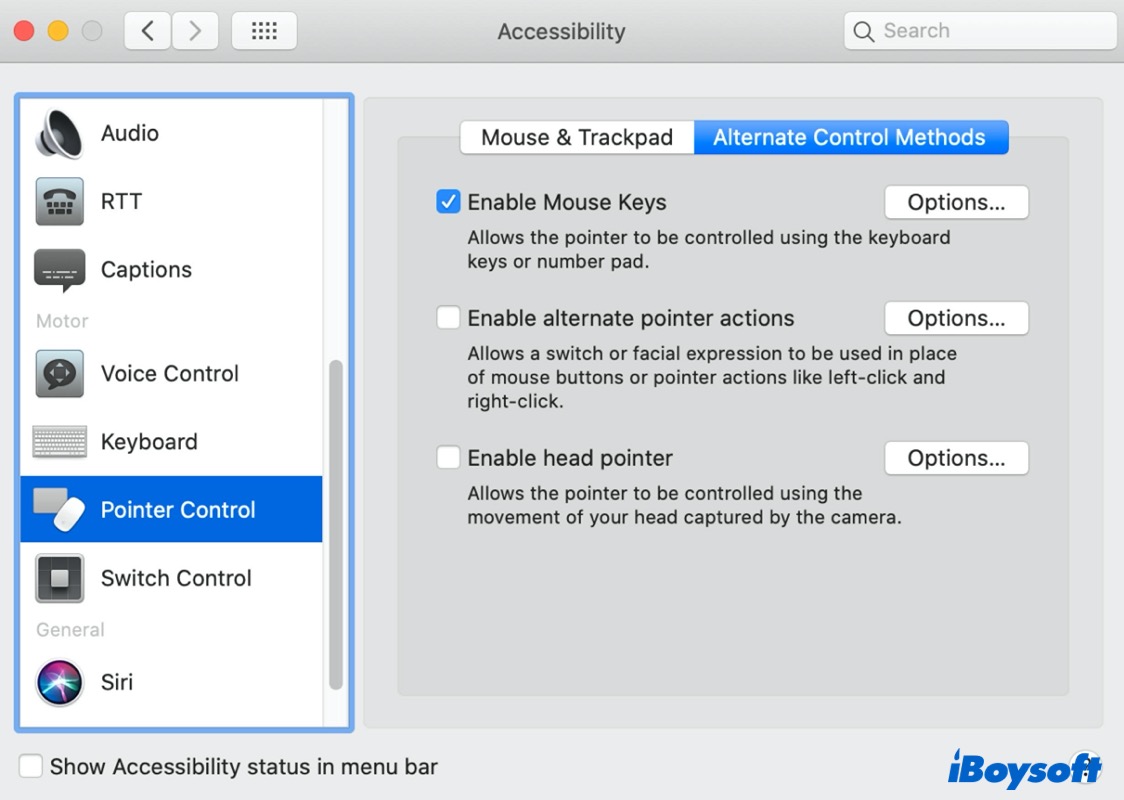 clic droit sur Mac avec Accessibilité