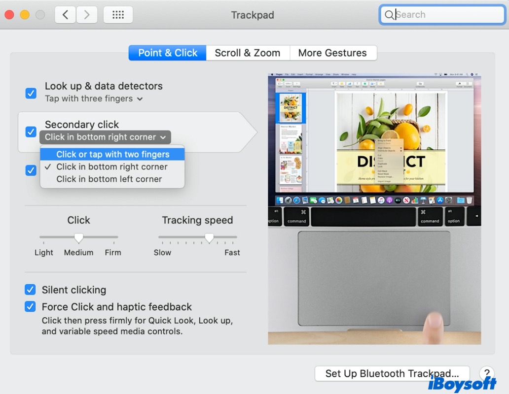 clicar com o direito em um Mac com um trackpad