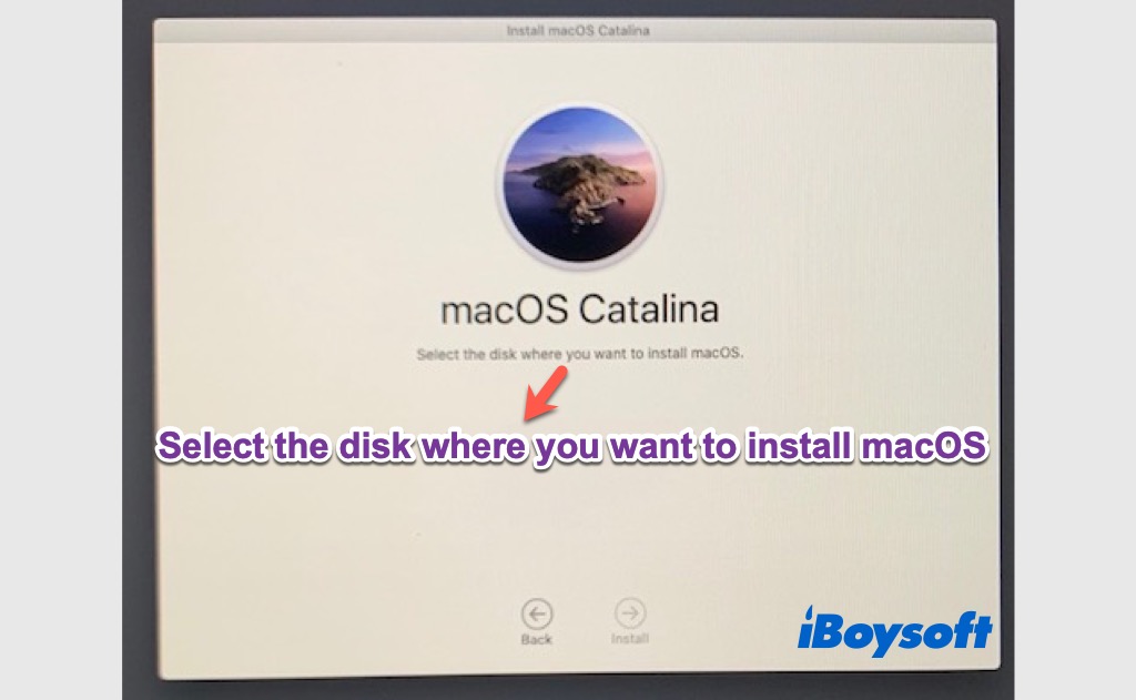 macosをインストールするディスクを選択する場所が空白