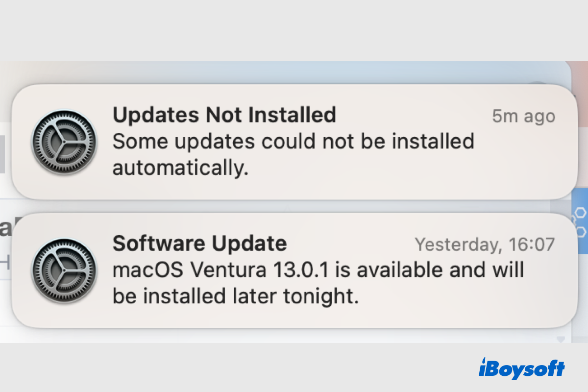 some updates could not be installed automatically