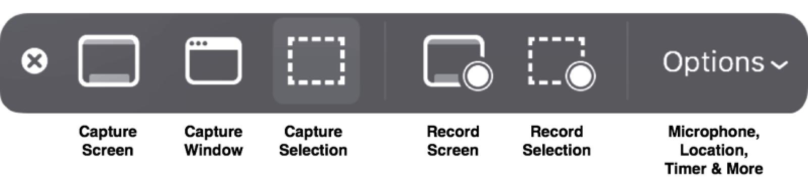 atajos para tomar capturas de pantalla usando QuickTime Player