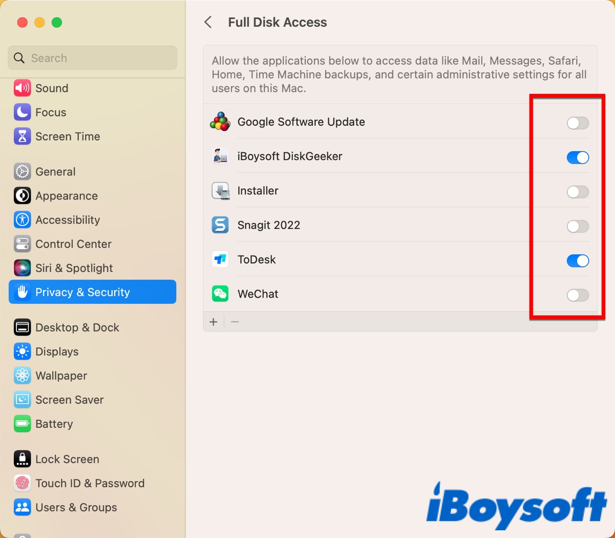 Acesso total ao disco