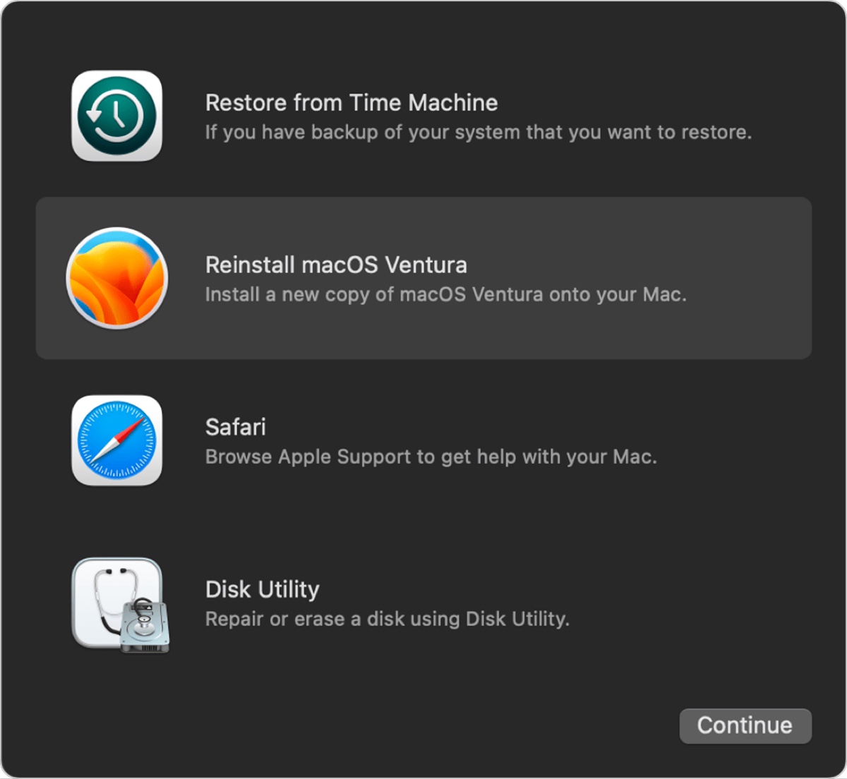 Réinstaller macOS en mode de récupération