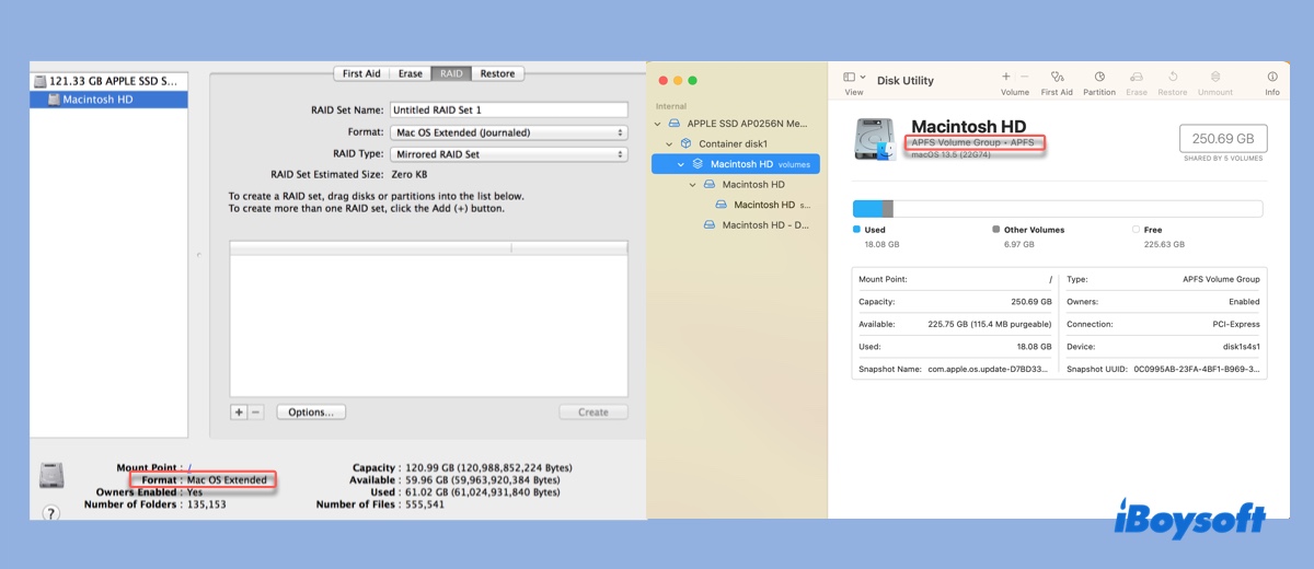 Macで内蔵ハードドライブのファイルシステムを確認する方法
