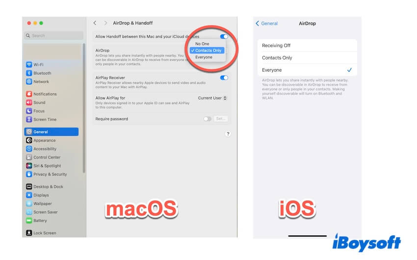 les paramètres de transfert de vidéos de l'iPhone vers le Mac via Airdrop