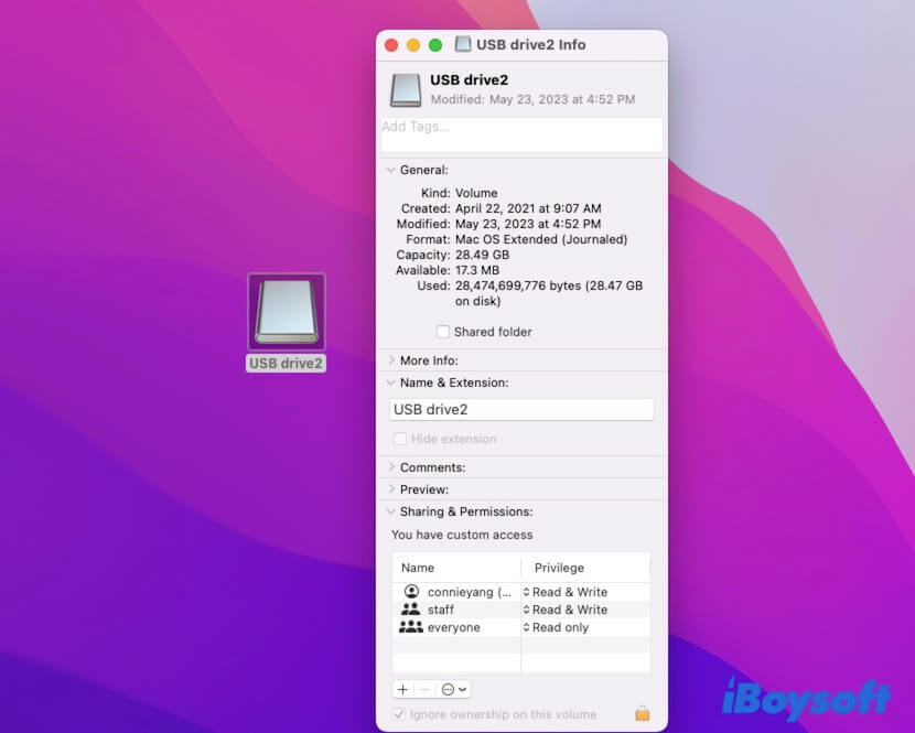 verifica y cambia tus privilegios para el disco duro externo en Mac