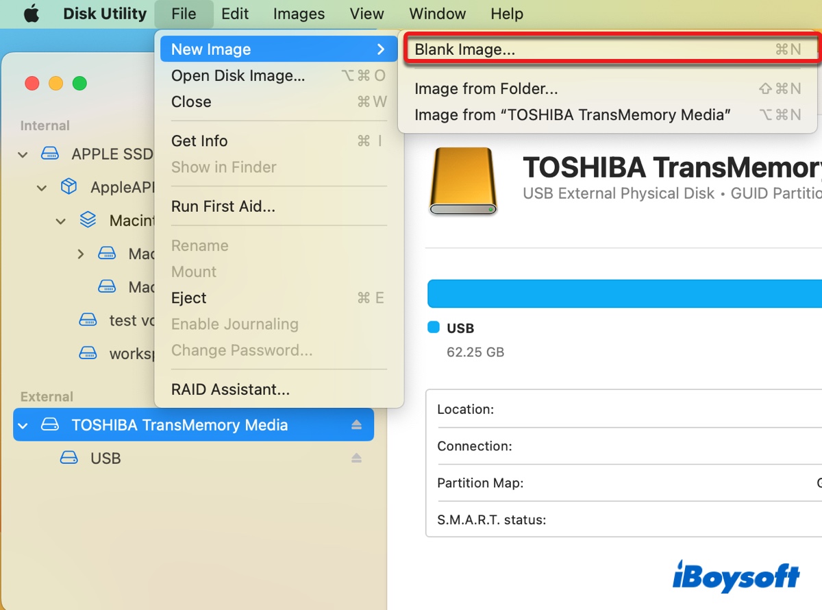 Comment créer une image vide dans l'Utilitaire de disque