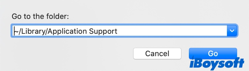 aller au dossier Bibliothèque Application Support sur Mac