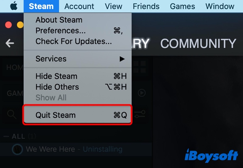 como sair do Steam no Mac