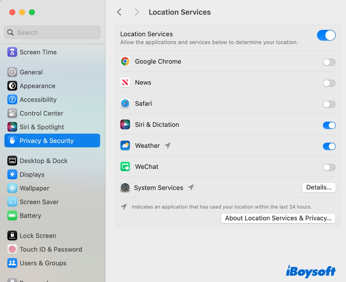 Enable Location Services on Mac