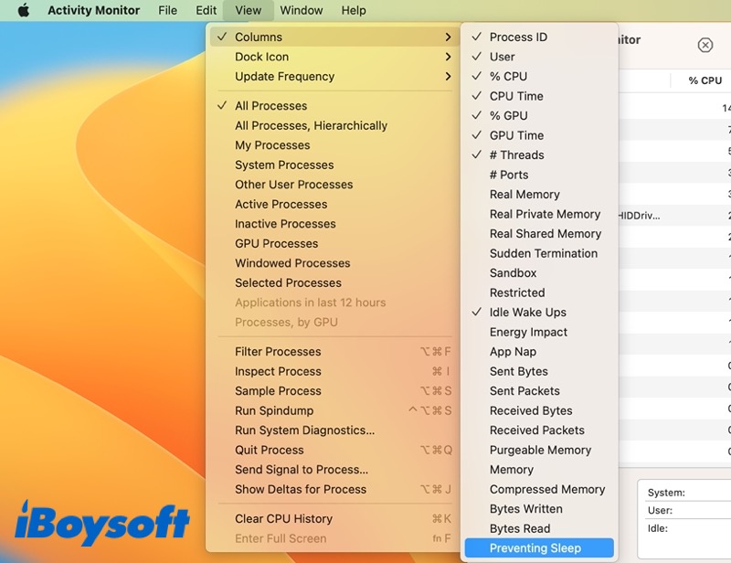 check prevent sleeping in activity monitor