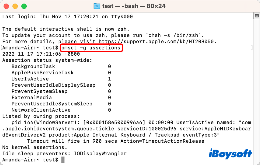 check prevent sleeping with terminal