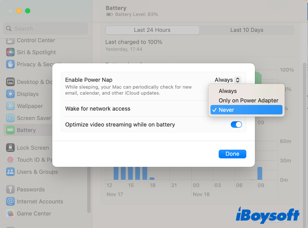 never wake for network access