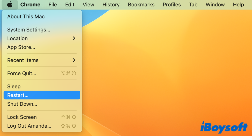 restart mac on ventura