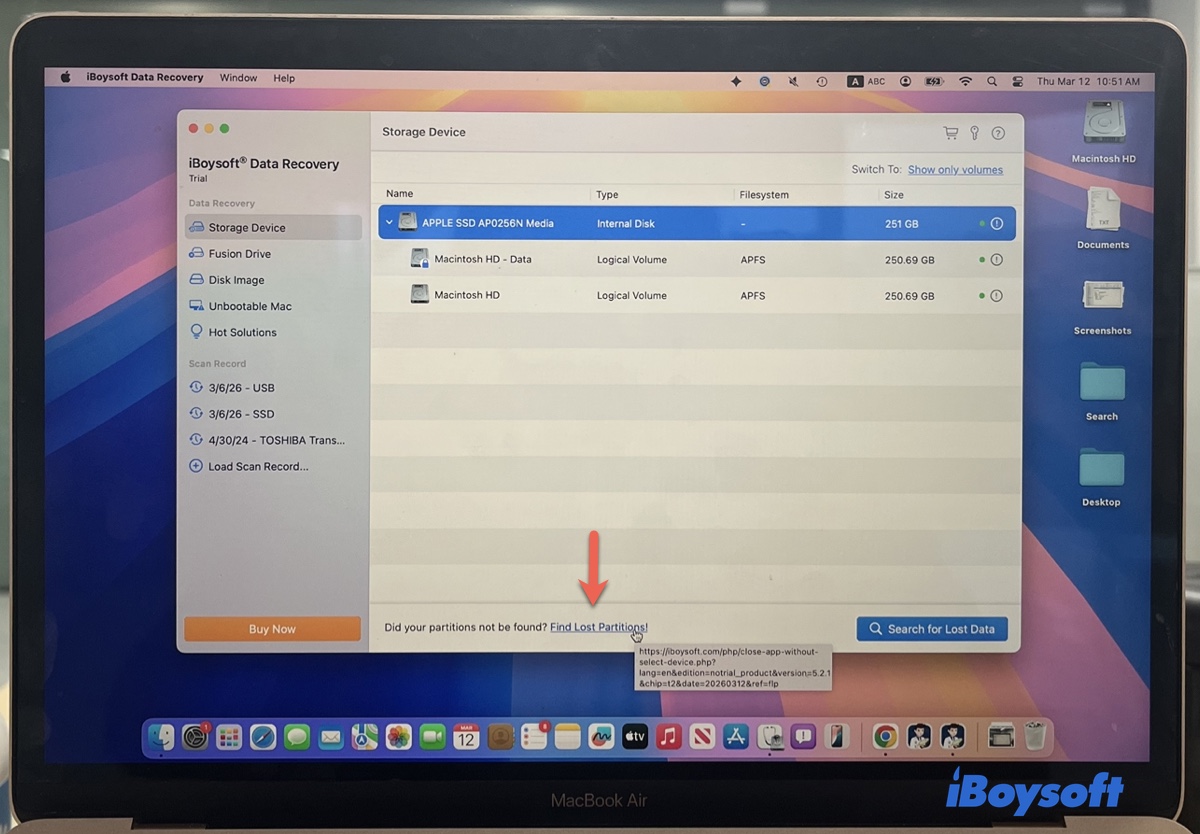 Find lost APFS partitions on Mac