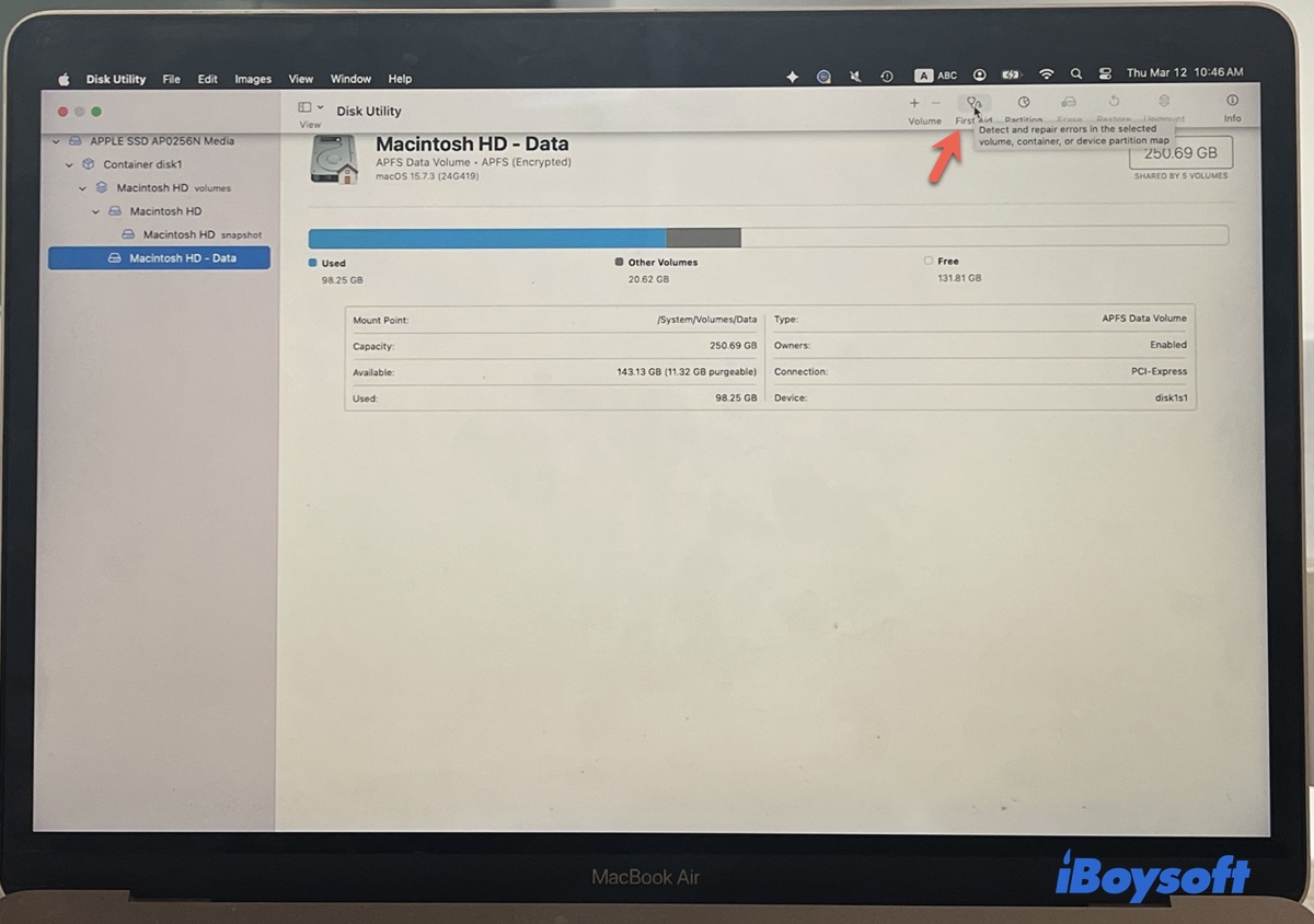 Repair APFS drive with First Aid