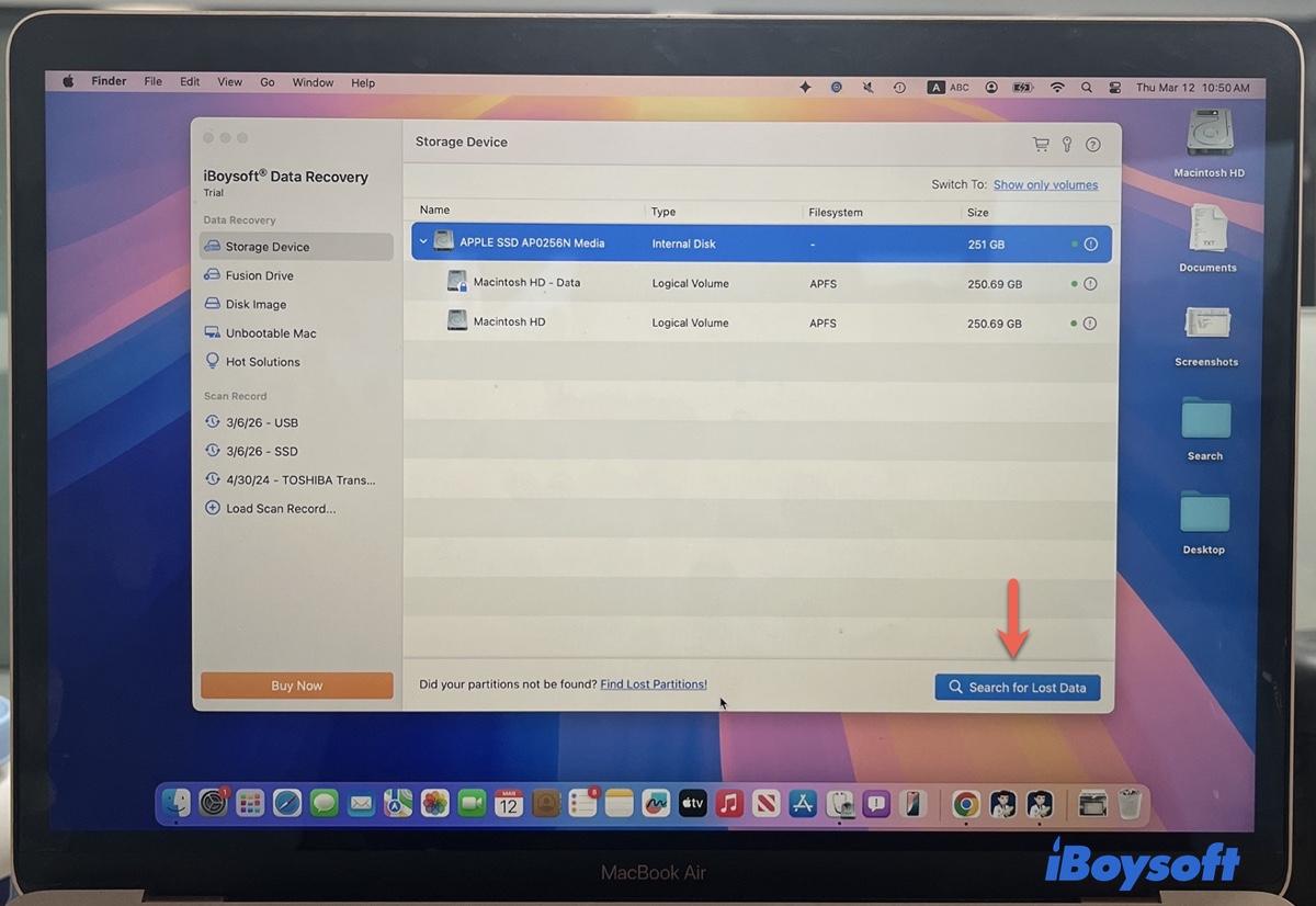 Scan internal APFS drives on Mac