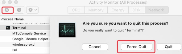forzar el cierre de un proceso en el Monitor de Actividad
