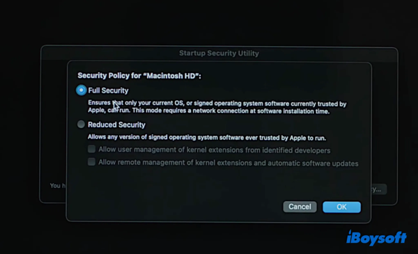 AppleシリコンMacのセキュリティポリシー