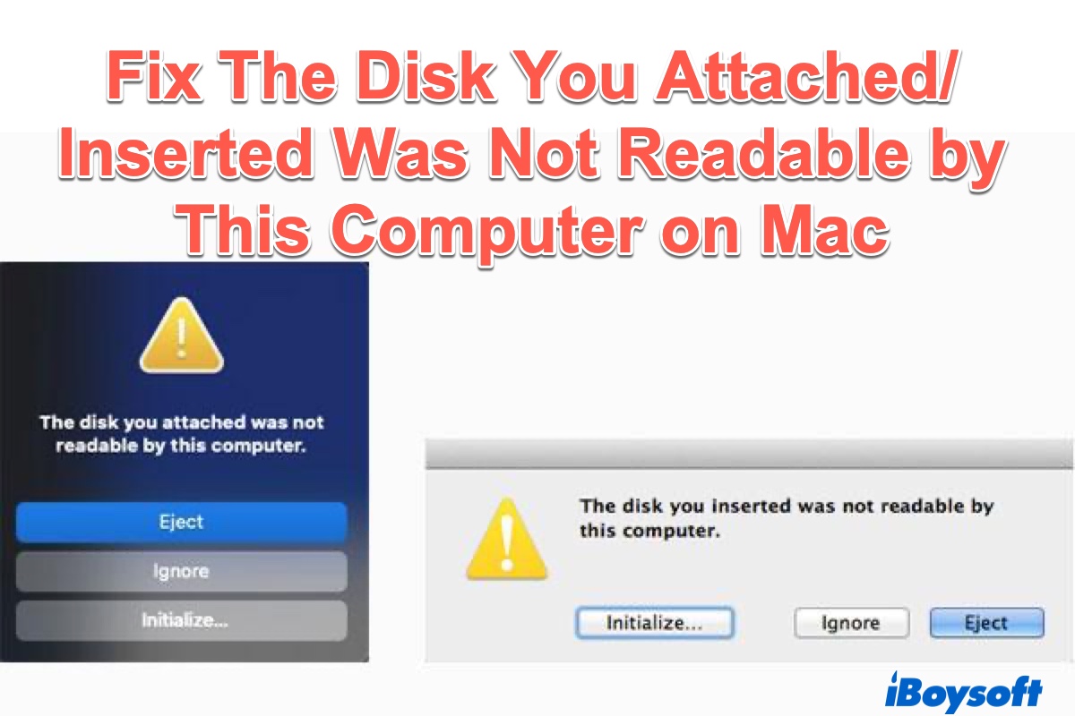 fix the disk you attached was not readable by this computer on Mac Monterey