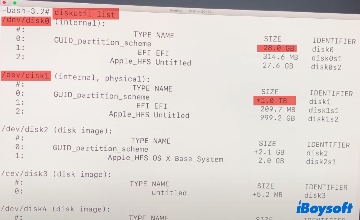 Verifique o identificador do Fusion Drive dividido no Terminal