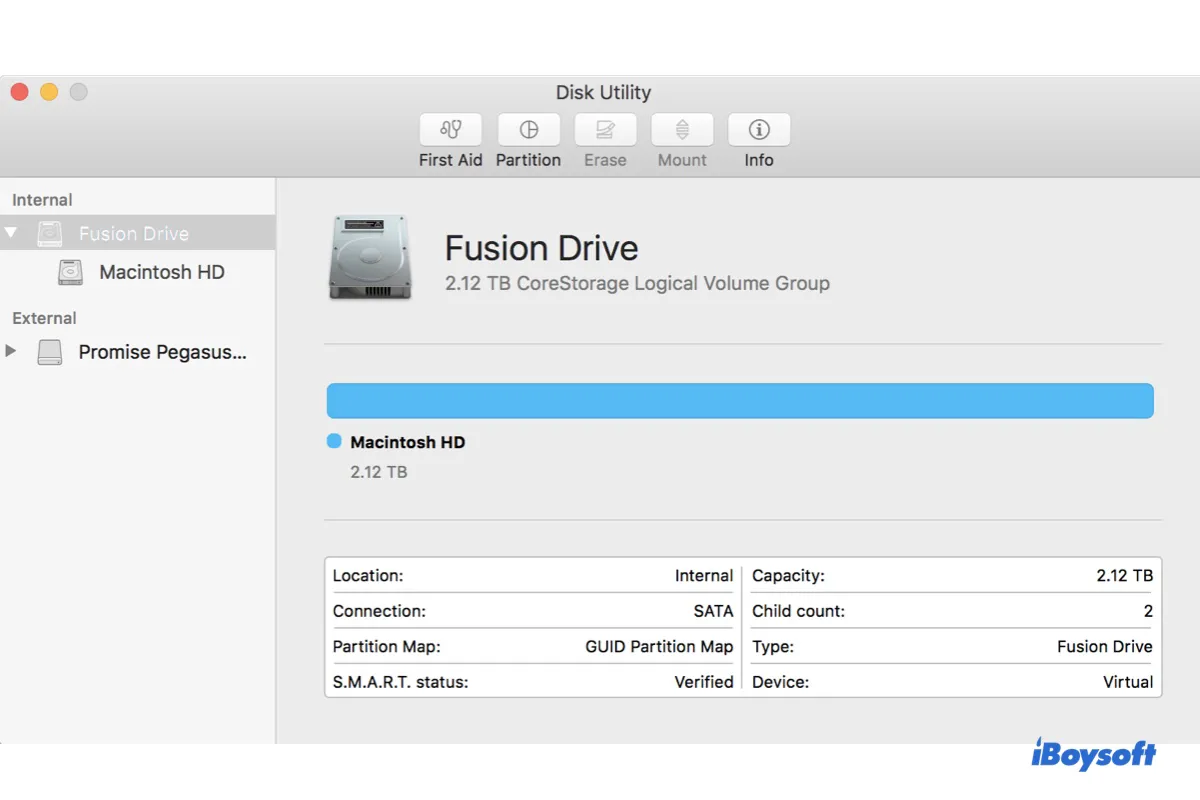 MacでFusion Driveが表示されない
