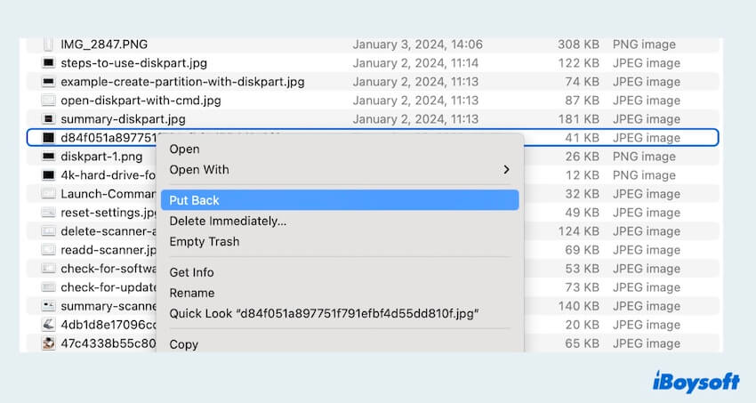 recuperar archivos GoPro eliminados con la Papelera de Mac