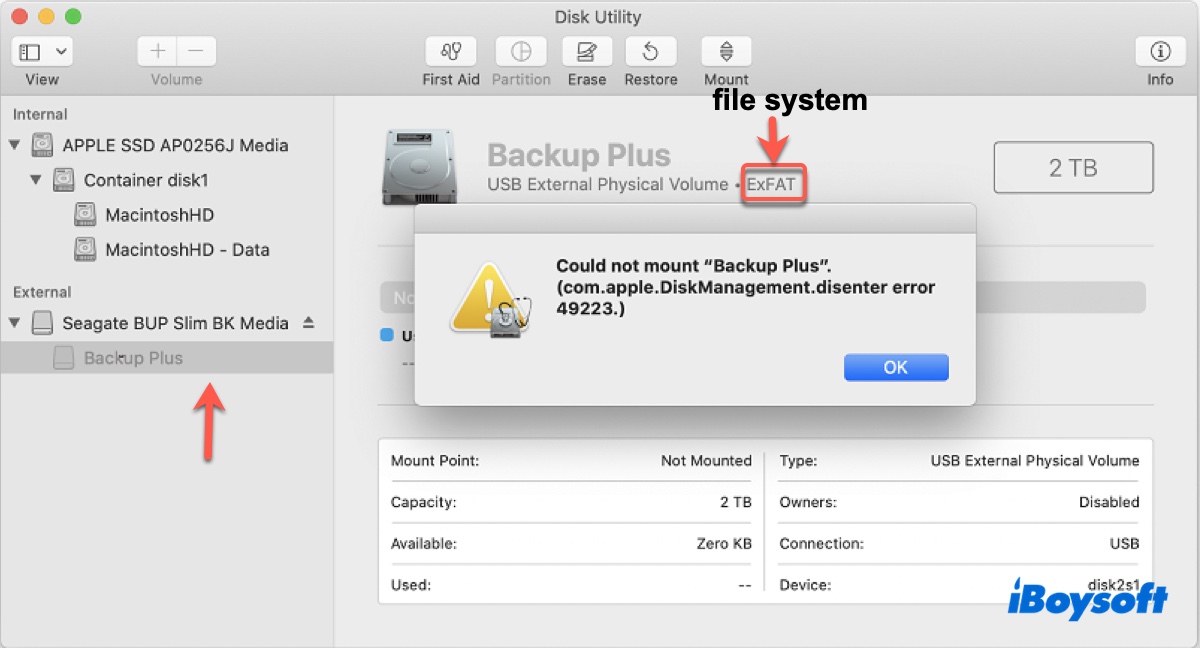 LaCie hard drive grayed out in Disk Utility
