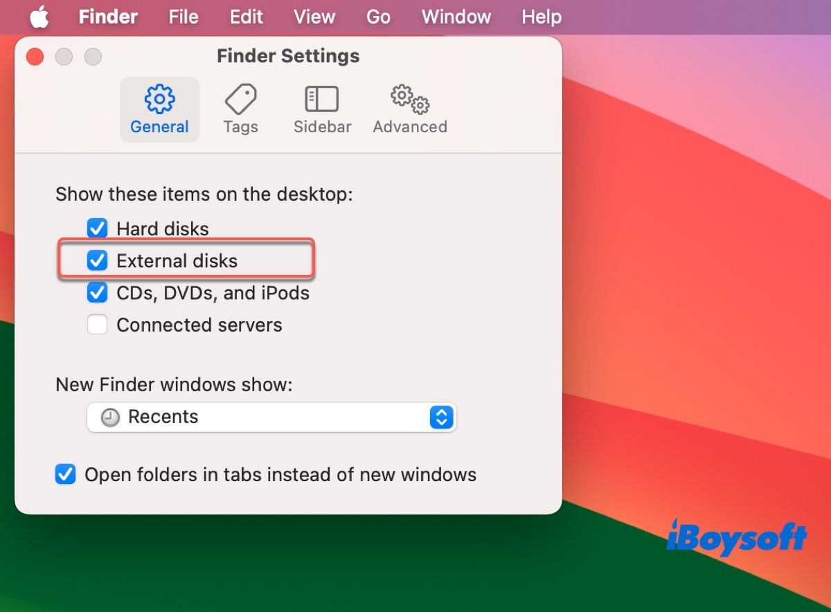 How to show LaCie hard drive on the desktop