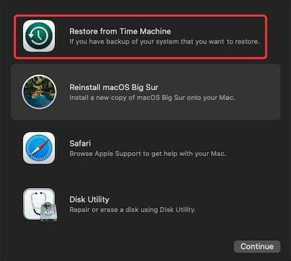 macOS Recovery mode of M1 Mac