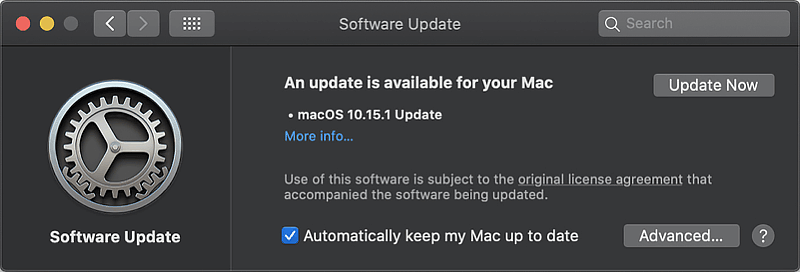Atualização do Mac disponível