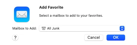 Add junk trash folder in macOS Big Sur Mail2