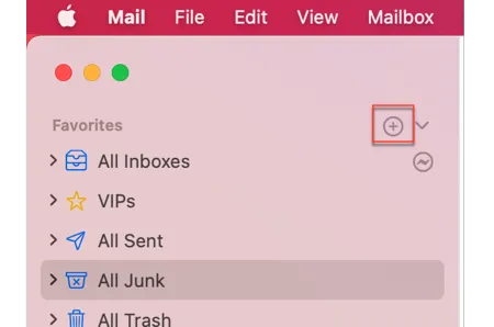 Add junk trash folder in macOS Big Sur Mail