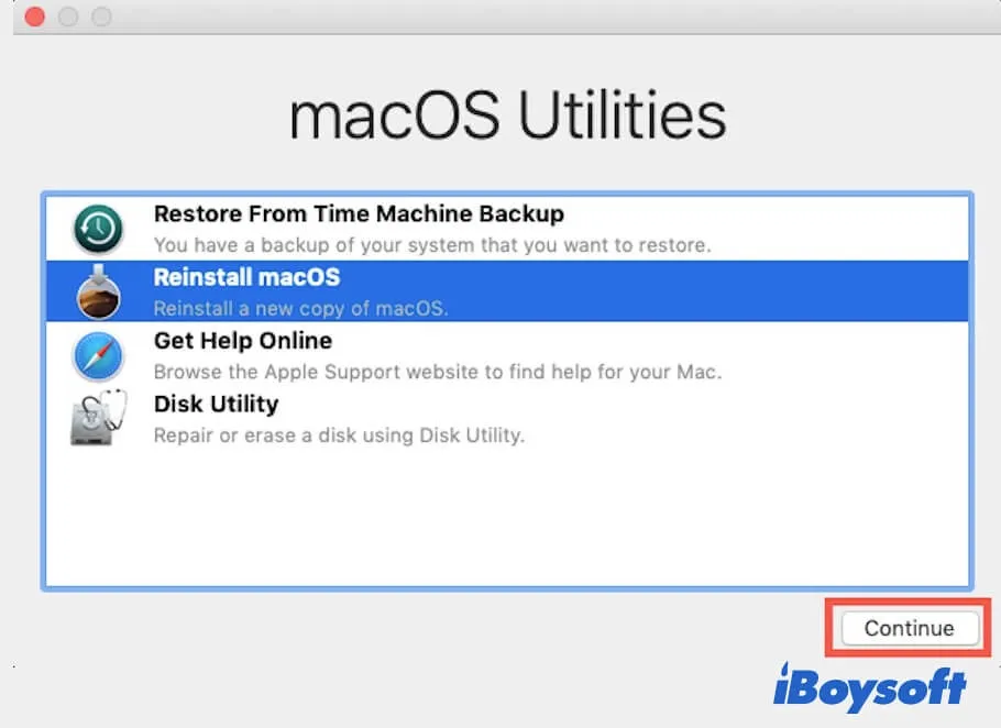 macOS Utilities in Recovery Mode