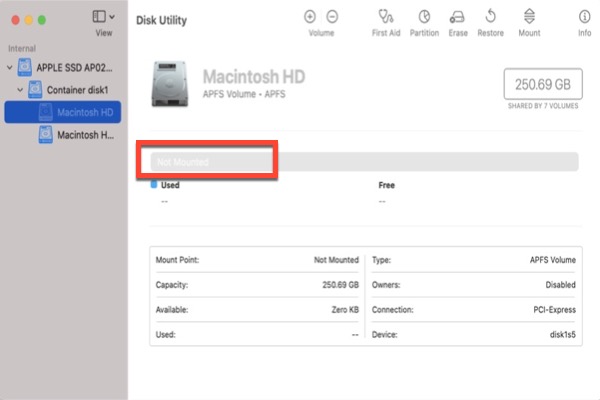 Macintosh HD not mounted